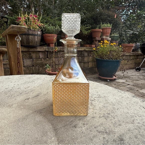 VTG Old Forester Decanter Marigold Carnival Diamond Hobnail Glass EUC - Picture 2 of 7